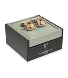 Tateossian cufflinks with square gear design, imported from the UK