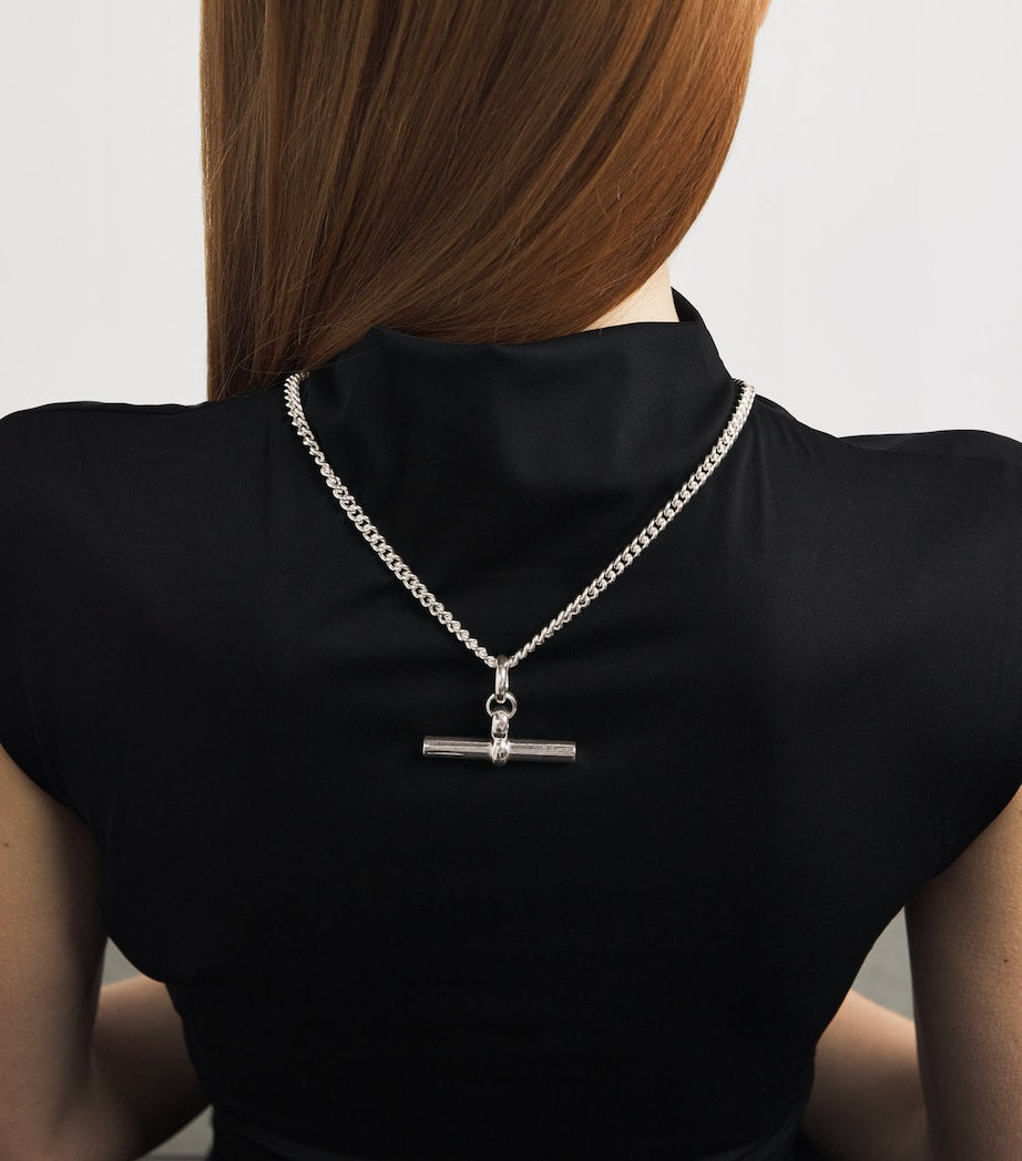 Tilly Sveaas sterling silver T-bar curb-link necklace, UK version