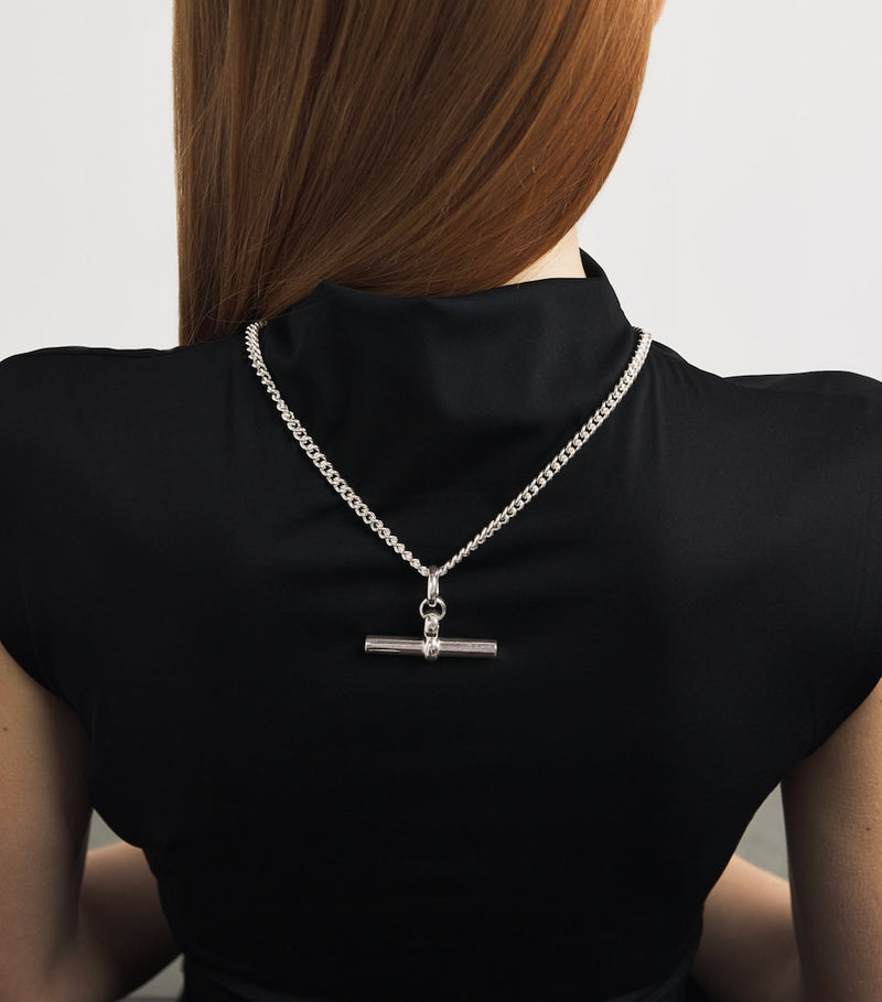 Tilly Sveaas sterling silver T-bar curb-link necklace, UK version