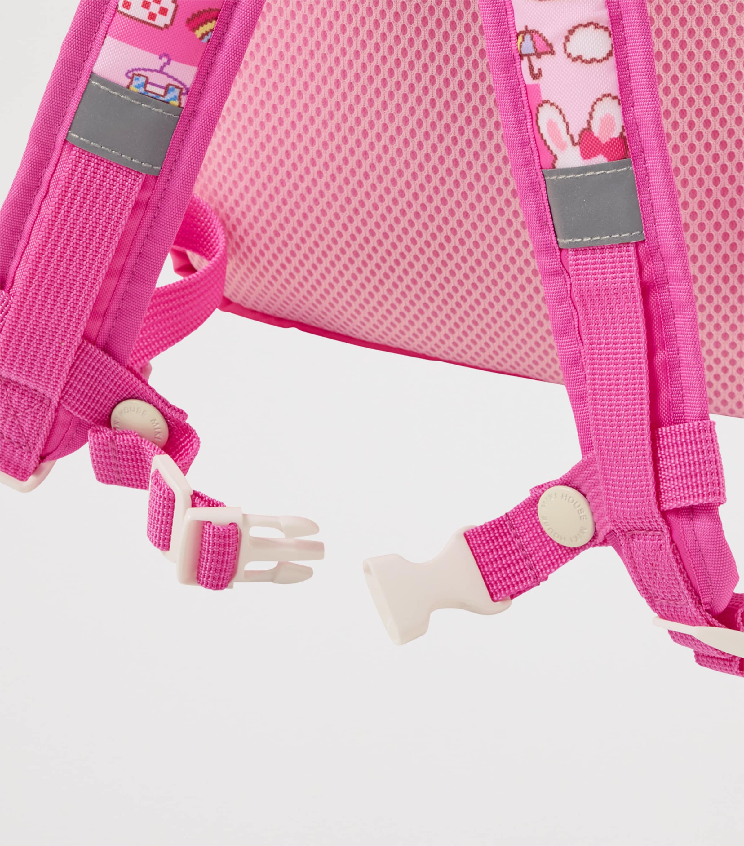 Miki House pixel art backpack with Usako the Bunny mascot (British brand)