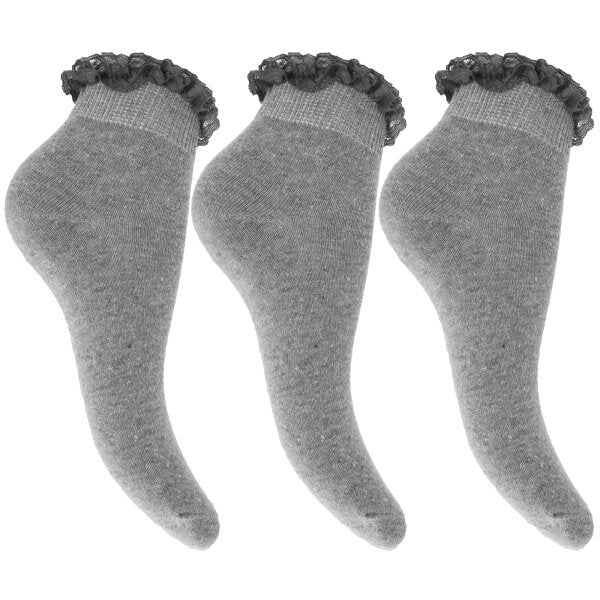 Girls Ruffled School Socks (Pack Of 3) (UK Shoe 12.5-3.5)