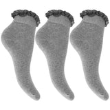 Girls Ruffled School Socks (Pack Of 3) (UK Shoe 4-5.5) GOODS Superdrug Grey  