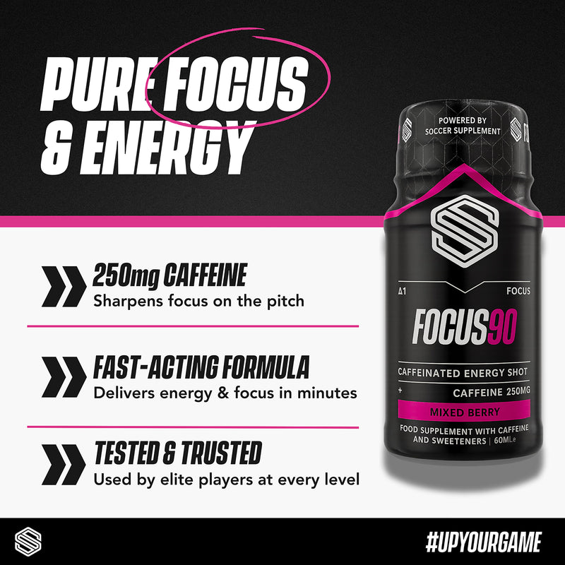 Focus90 energy shots 250mg caffeine 12 pack, imported from the UK