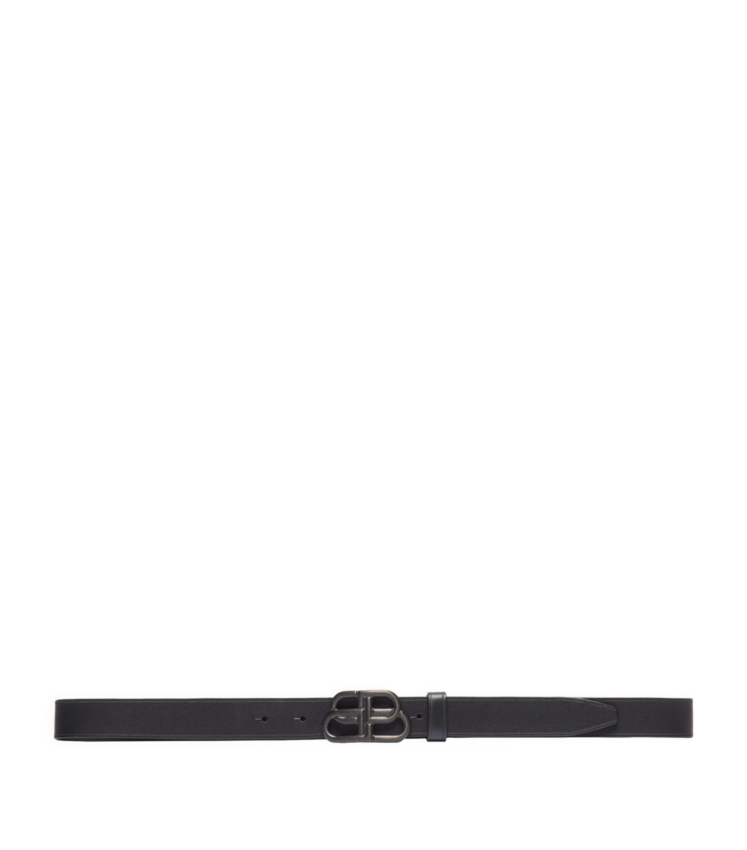 Balenciaga leather belt with burnished hardware and buckle fastening - British product