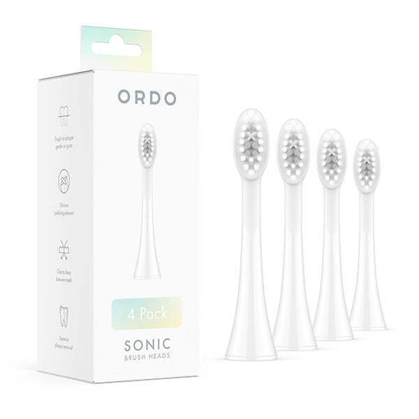 Ordo Sonic Brush Head White 4 Pack, imported from the UK