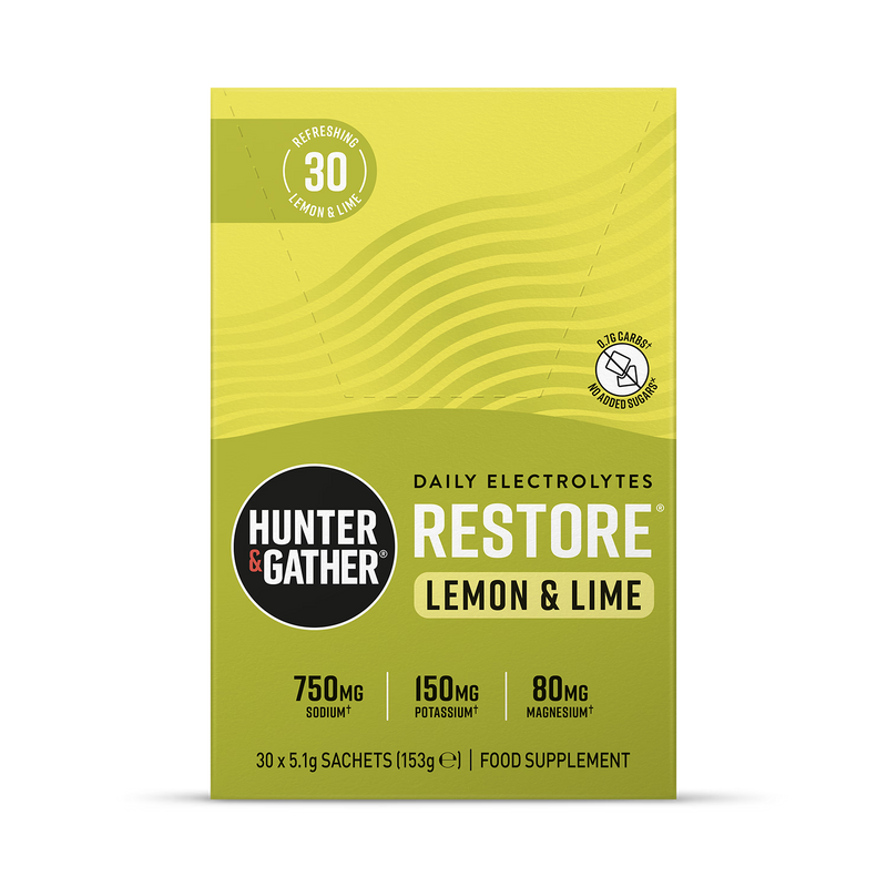 Hunter & Gather Electrolytes Lemon Lime sachets 30, imported from the UK
