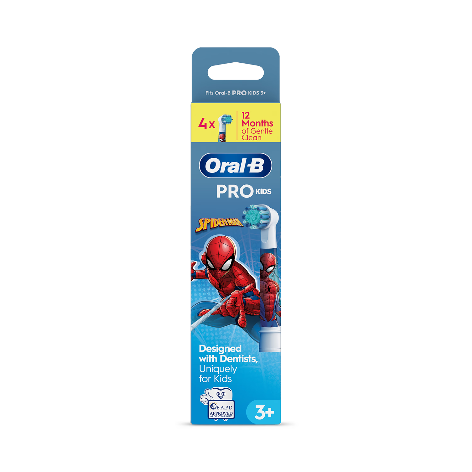 Oral-B Spiderman toothbrush heads pack of 4 (British brand)