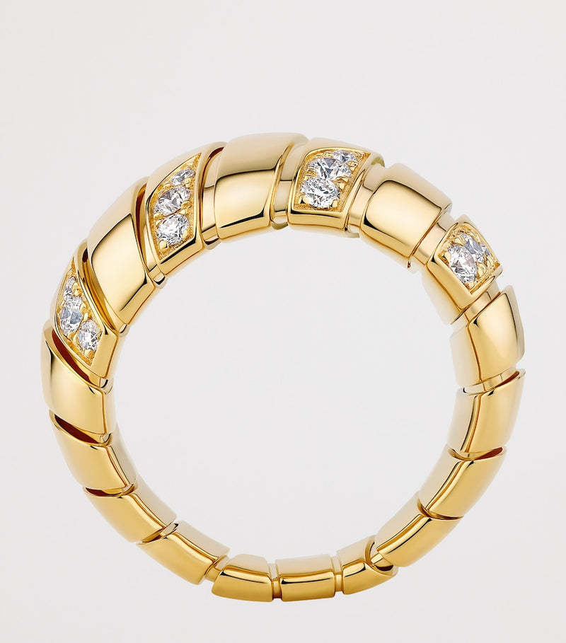 Bvlgari yellow gold and diamond Tubogas ring, UK version