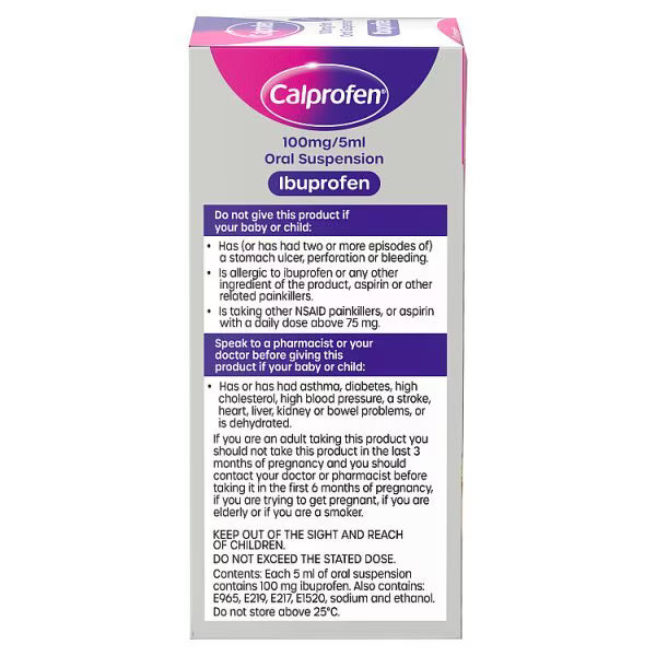 Calprofen Ibuprofen Suspension Strawberry 100ml - British product
