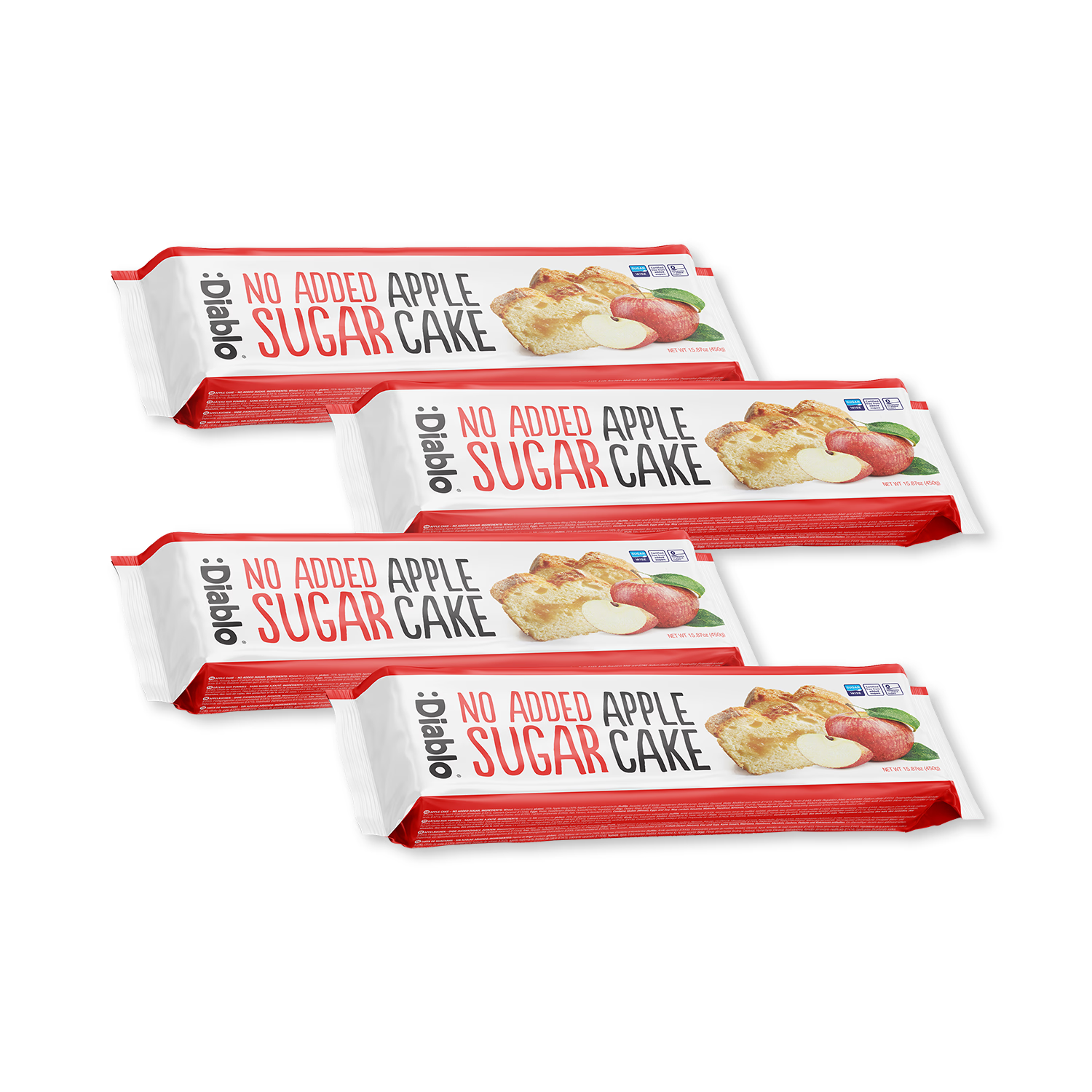 Diablo no added sugar apple cake 450g pack of 4, UK version
