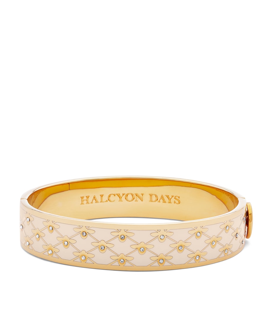 Halcyon Days gold-plated enamel bee sparkle bangle, imported from the UK