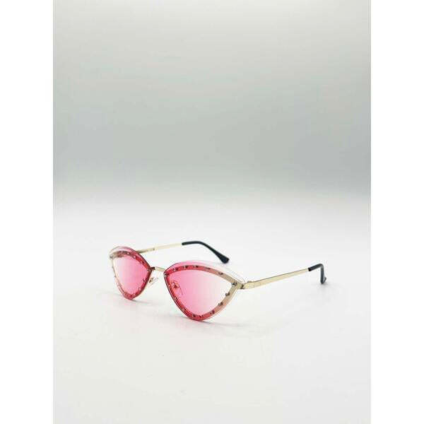 SVNX pink cat-eye sunglasses with gold frame, imported from the UK