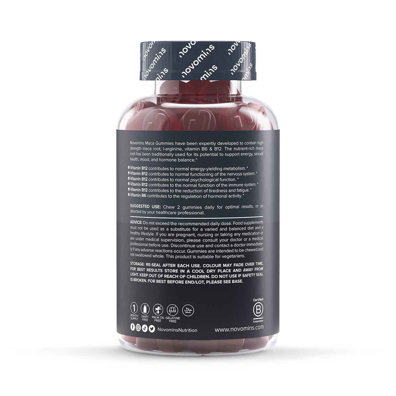 Novomins Maca Root gummies strawberry flavour 60 count - British product