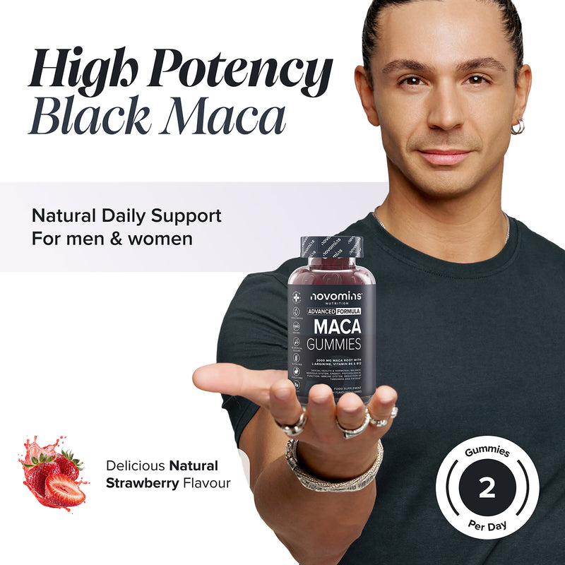 Novomins Maca Root gummies strawberry flavour 60 count - British product
