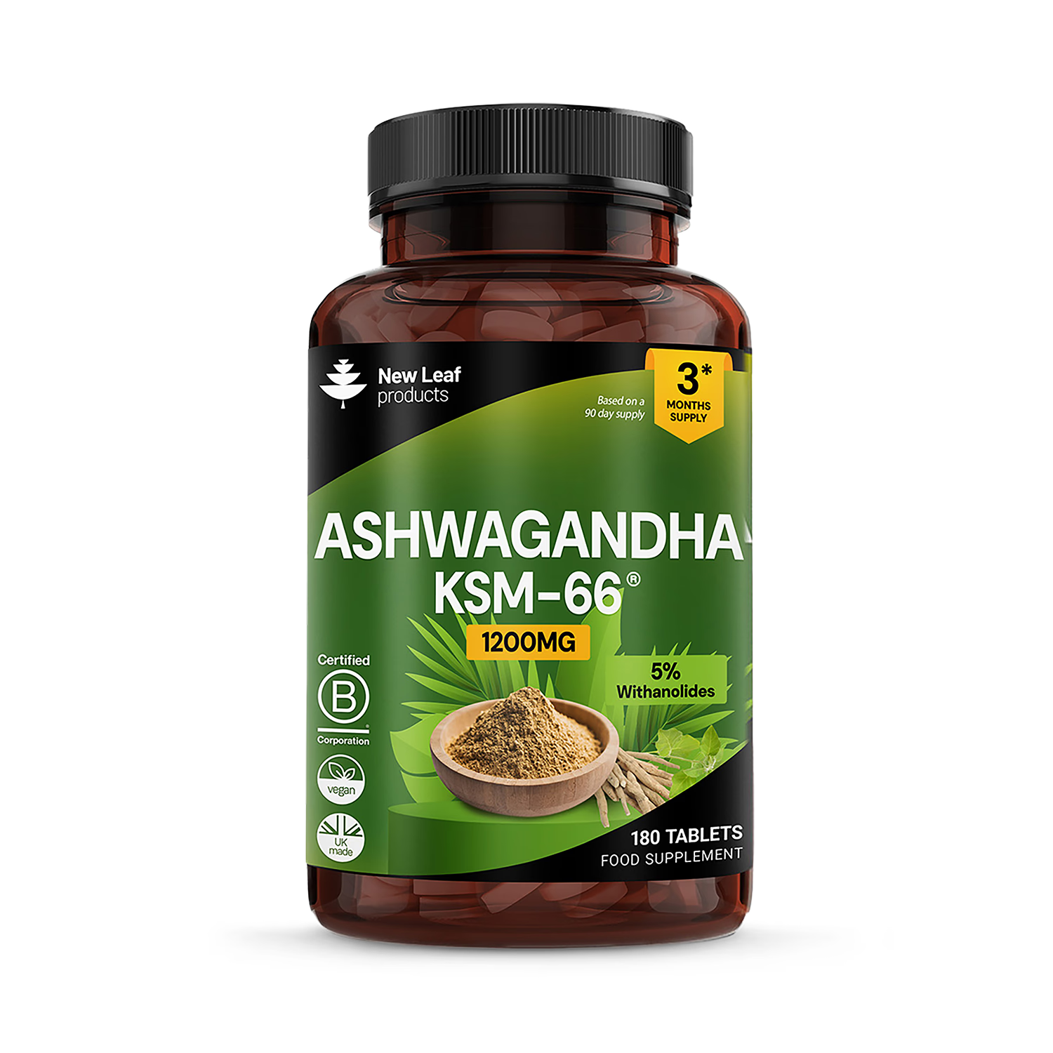 New Leaf Products Ashwagandha KSM tablets 180 count (British brand)