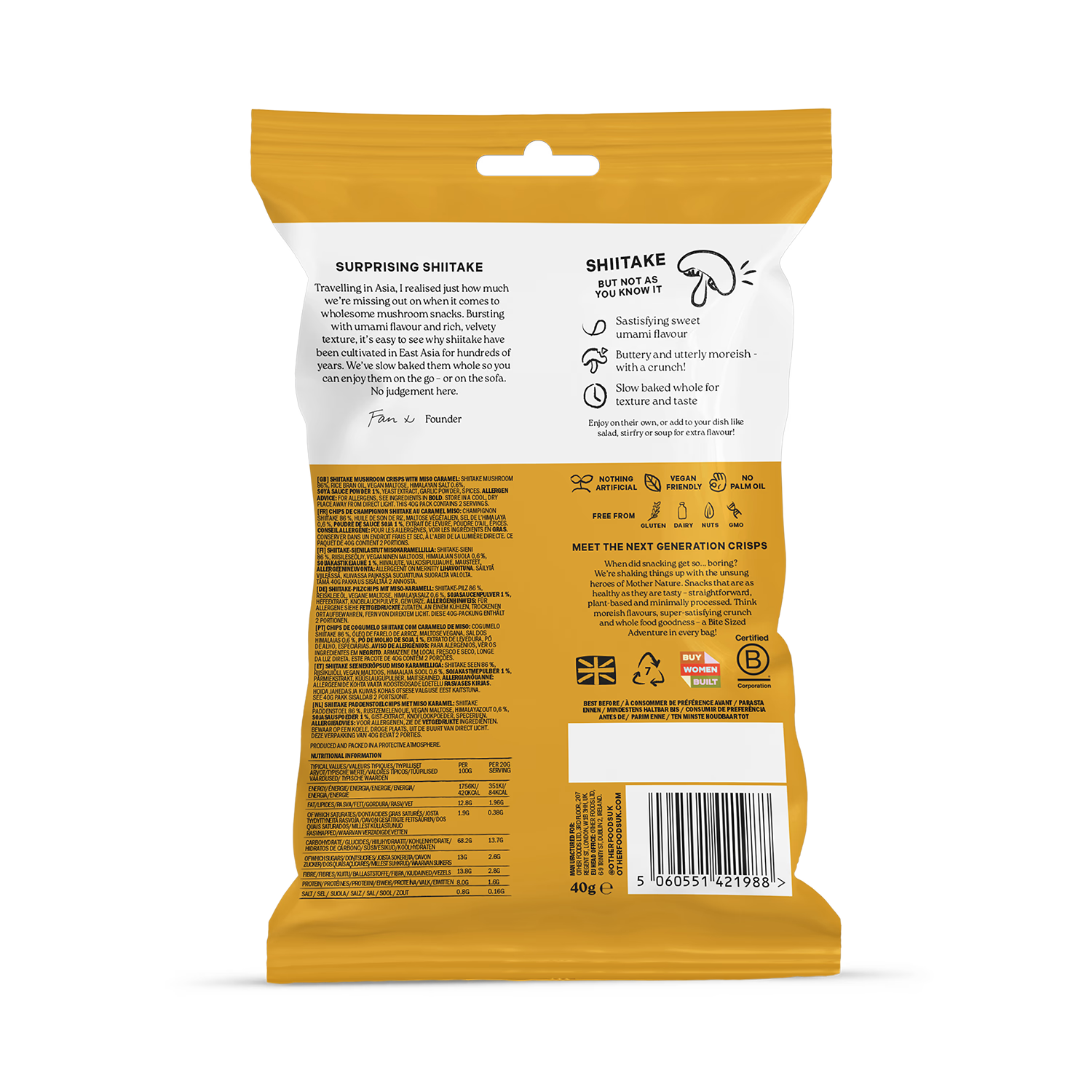 Miso Caramel shiitake mushroom snack 40g, UK version