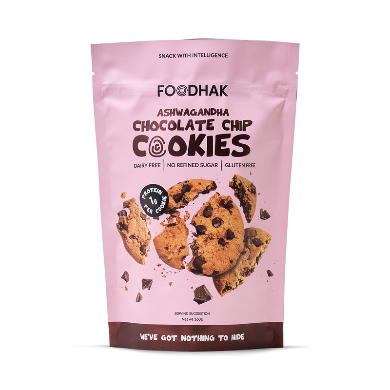Ashwagandha chocolate chip cookies, vegan and gluten-free - British product