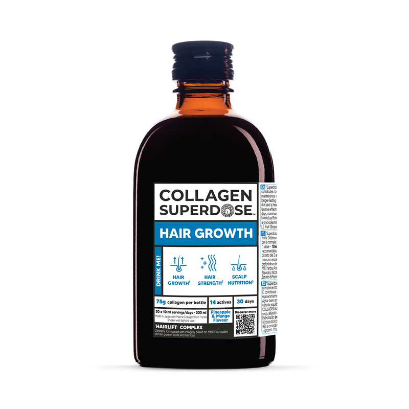 Gold Collagen Superdose hair supplement 300ml, imported from the UK
