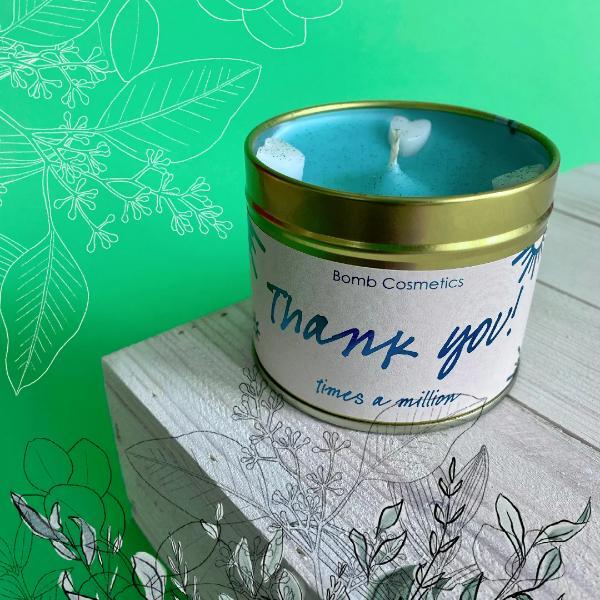 Bomb Cosmetics Thank You tin candle 180g, imported from the UK