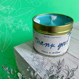 Bomb Cosmetics Thank You tin candle 180g, imported from the UK