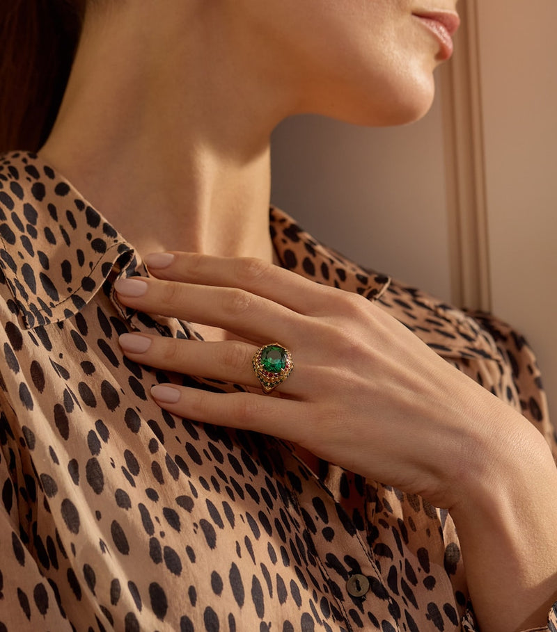Boodles yellow gold tourmaline ring, imported from the UK