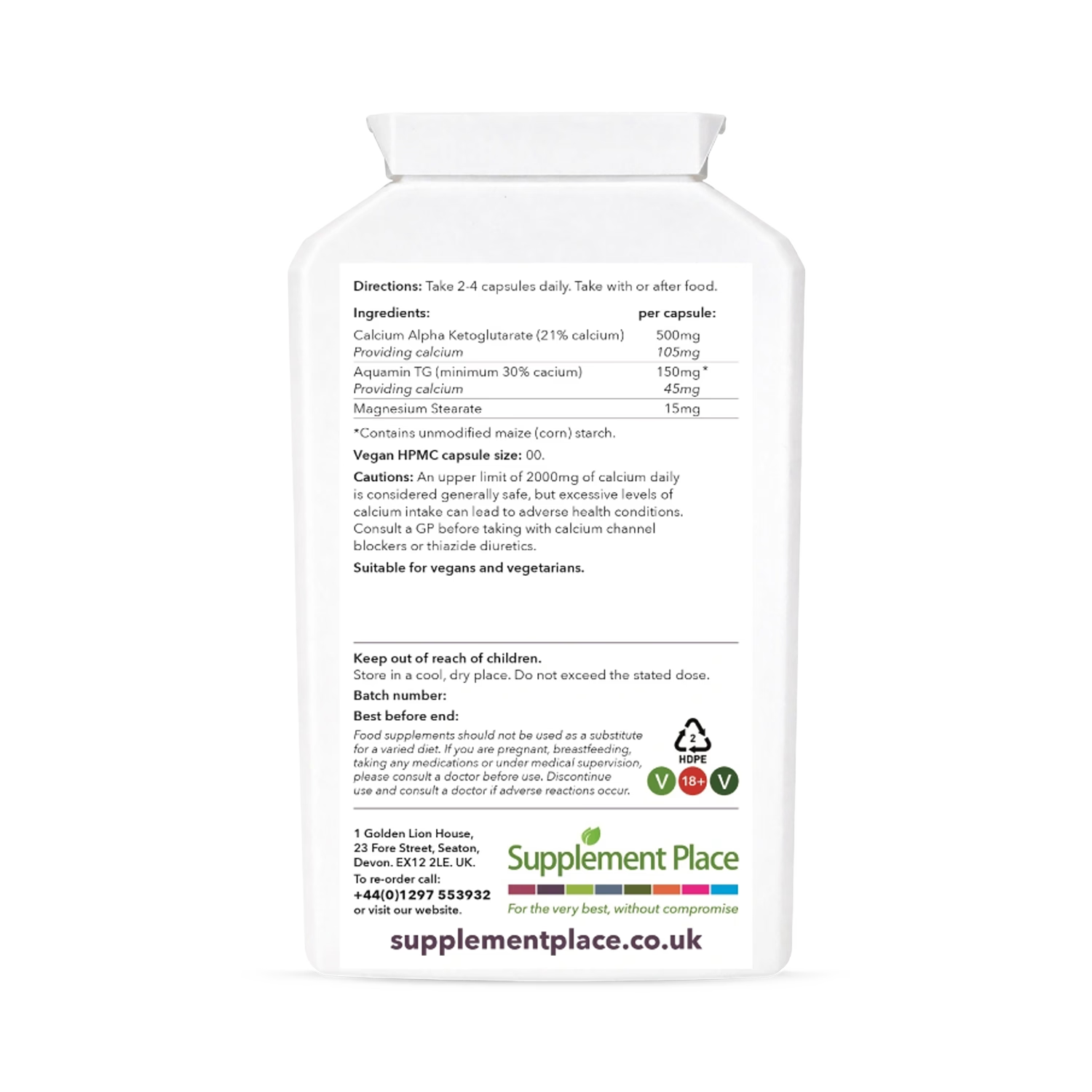 Supplement Place Calcium AKG supplement 500mg 240 capsules (British brand)