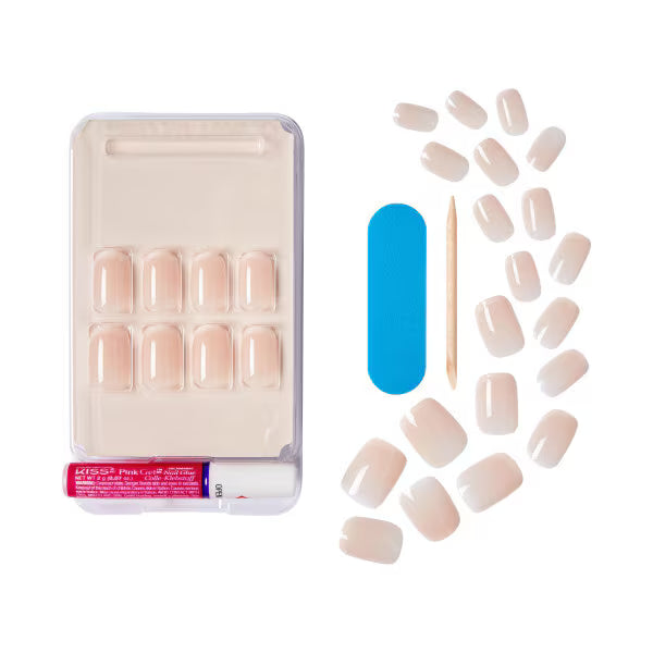 KISS press on nails chic beats short squoval 28 count (British brand)