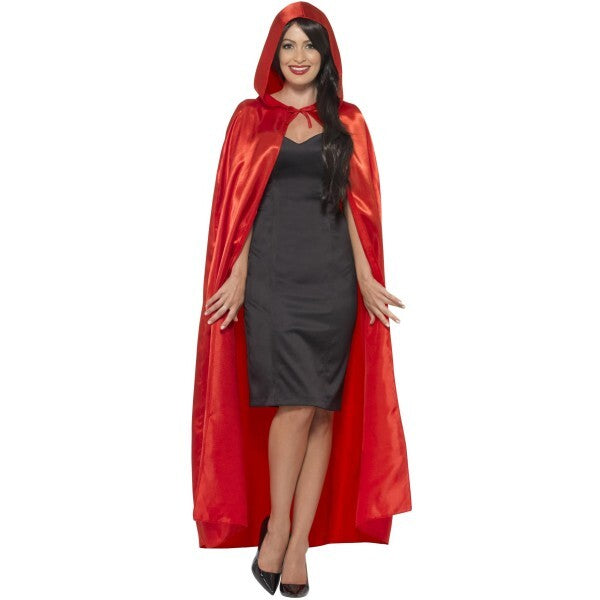 Smiffys satin hooded cape red, imported from the UK
