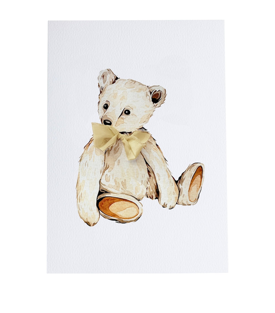 Sophie Brabbins Teddy Bear with Ribbon A4 art print (British brand)