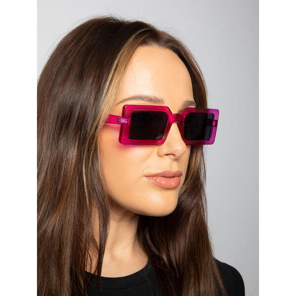 SVNX square frame sunglasses hot pink black lens - British product