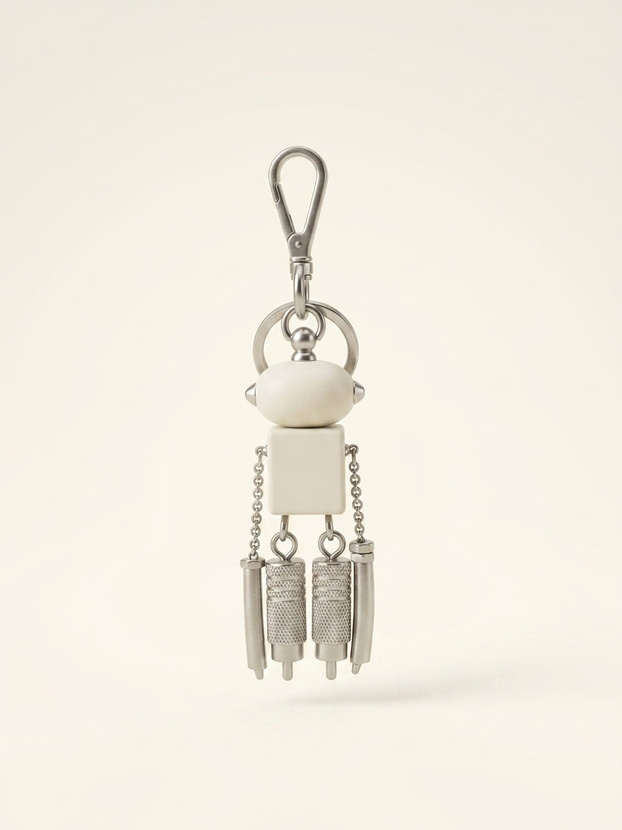 Prada robot bag charm in Saffiano leather, imported from the UK