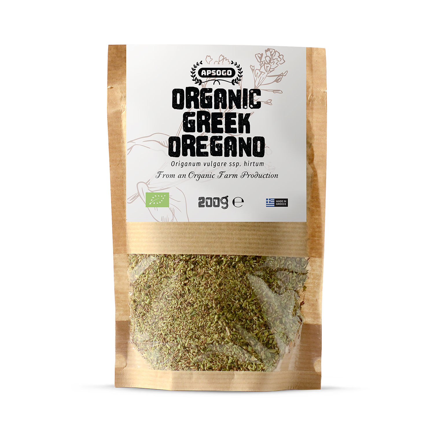 APSOGO organic dried oregano from Greece 200g, UK version