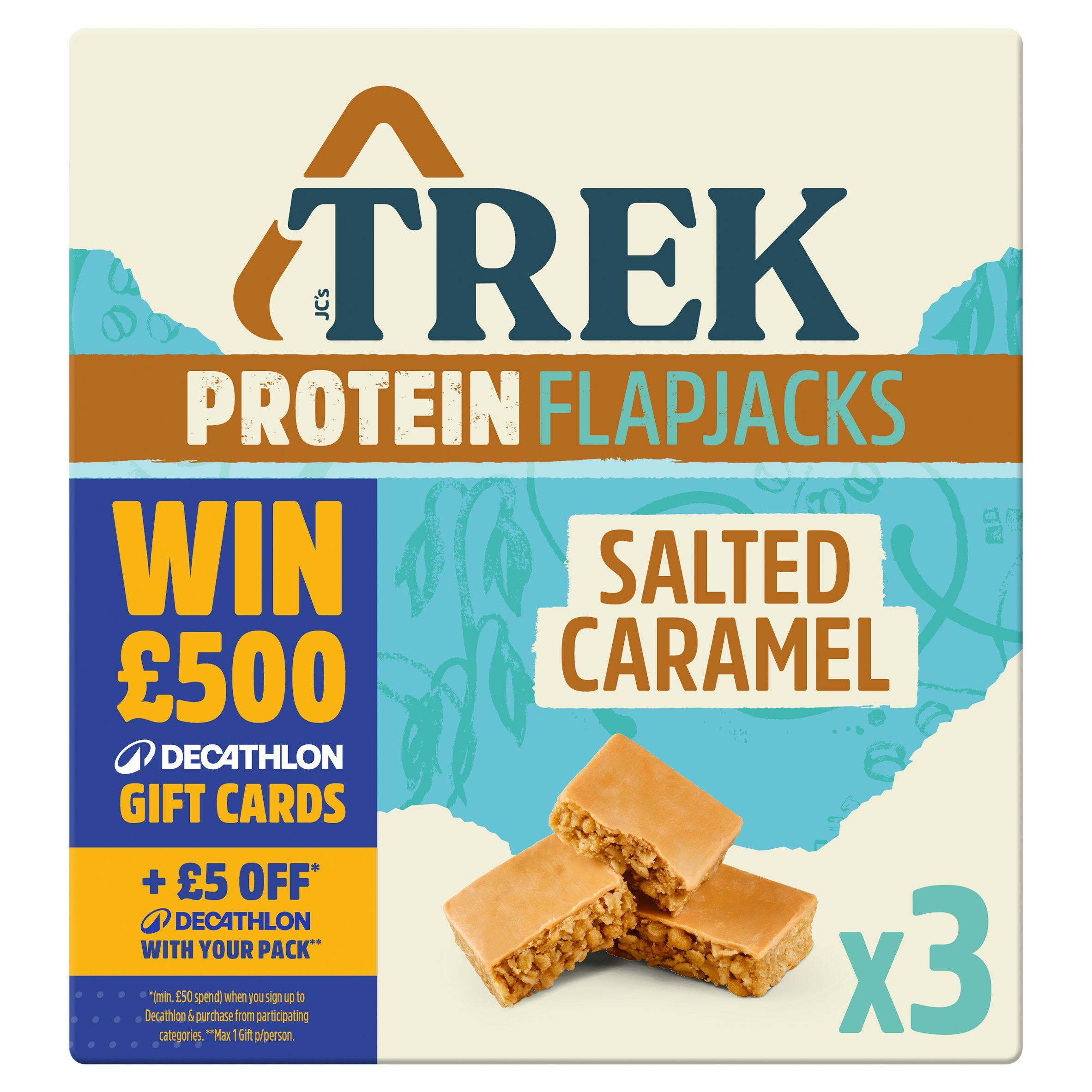 Trek Salted Caramel Protein Flapjacks 3x50g cereal bars Sainsburys   