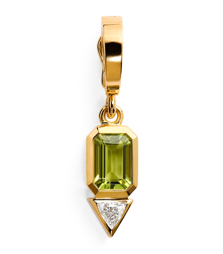 Azlee yellow gold peridot diamond August charm - British product