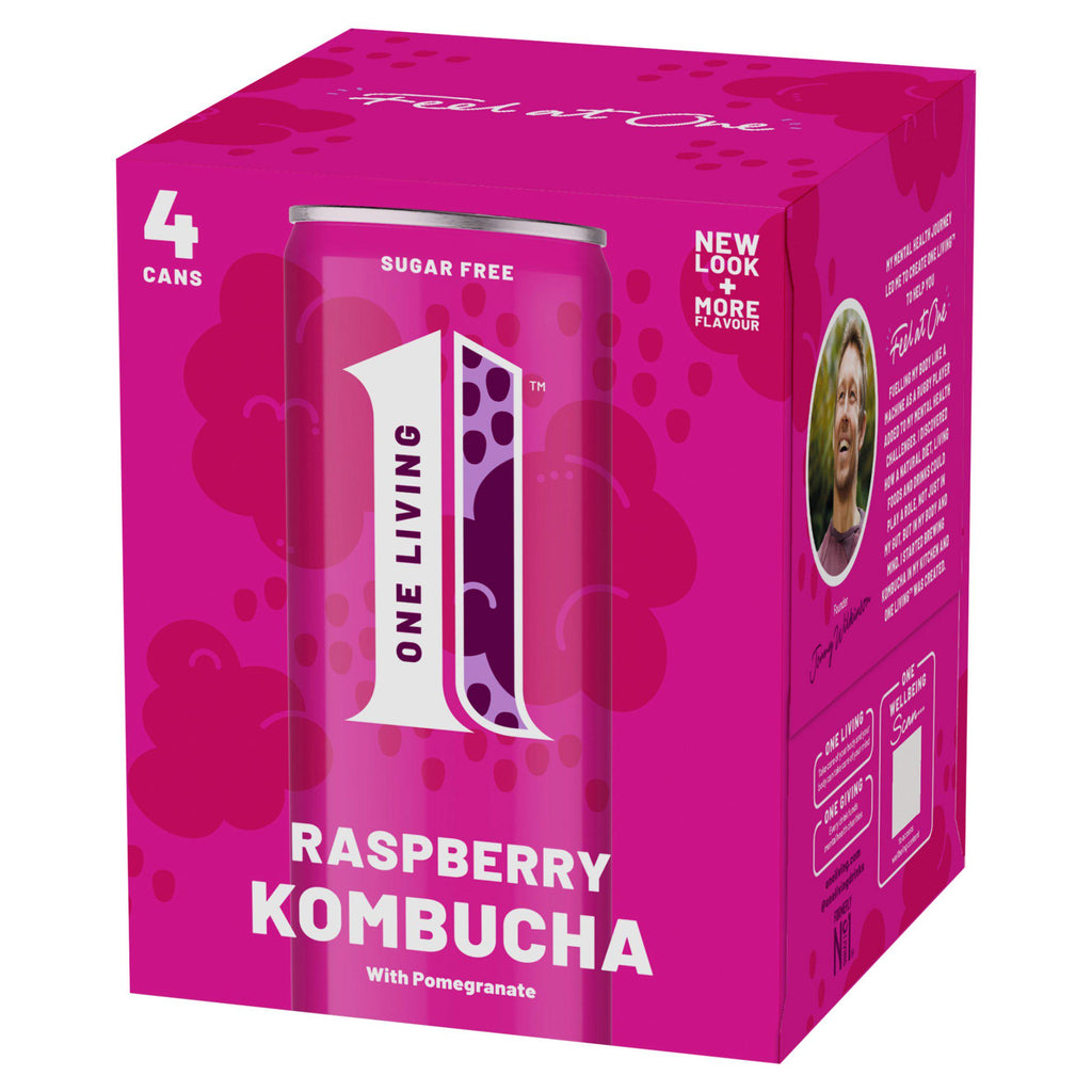 One Living Raspberry Kombucha with Pomegranate 4x250ml