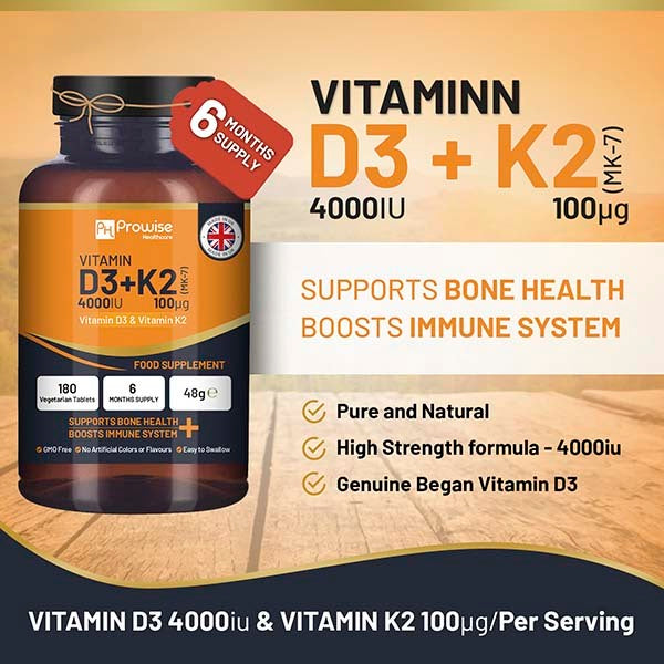 Prowise Vitamin D3 4000IU & K2 MK7 100µg 180 Tablets