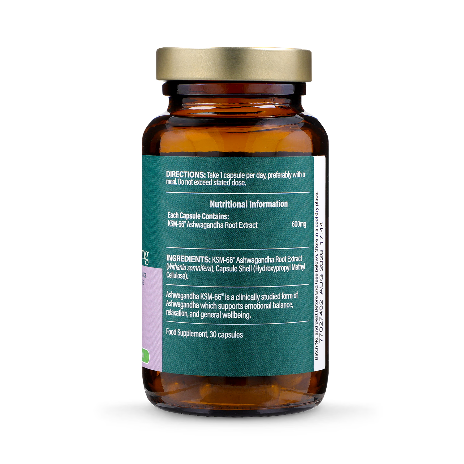 Holland & Barrett Ashwagandha capsules KSM-66 600mg 30 - British product