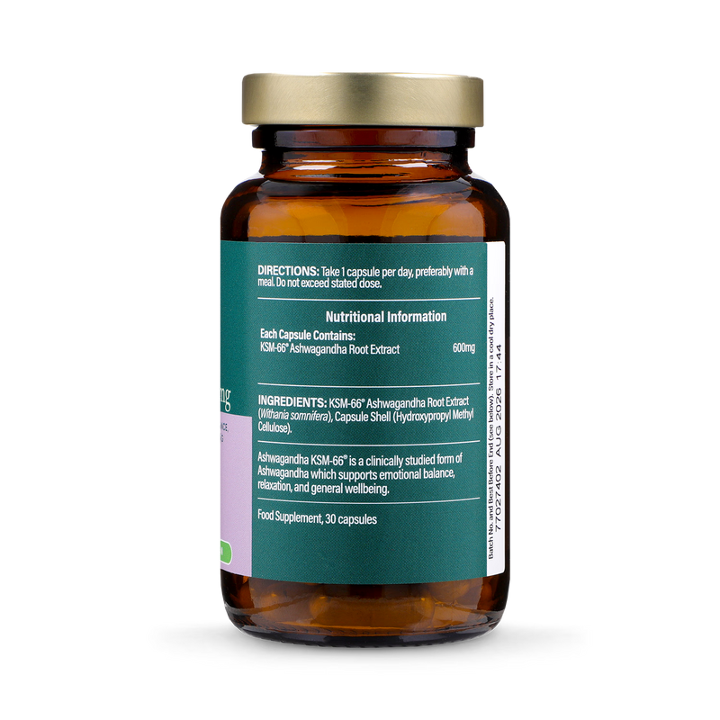 Holland & Barrett Ashwagandha capsules KSM-66 600mg 30 - British product