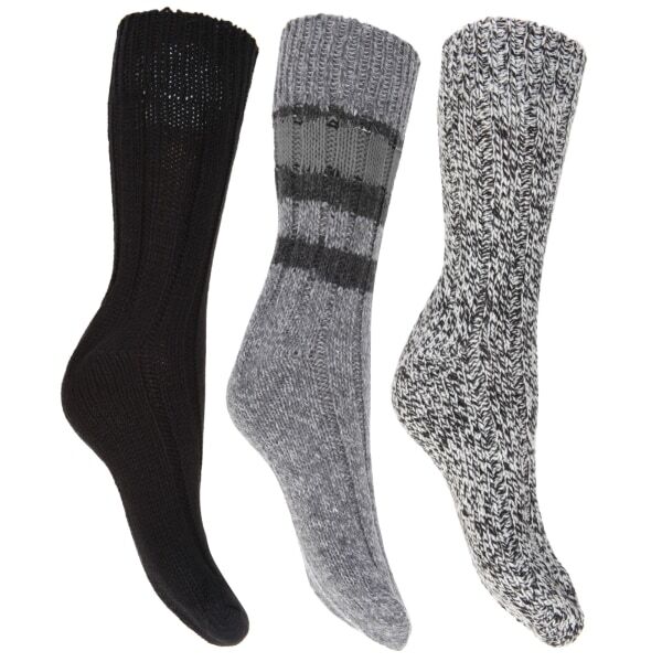 FLOSO Ladies/Womens Chunky Socks (Pack Of 3) (UK Shoe 4-7)