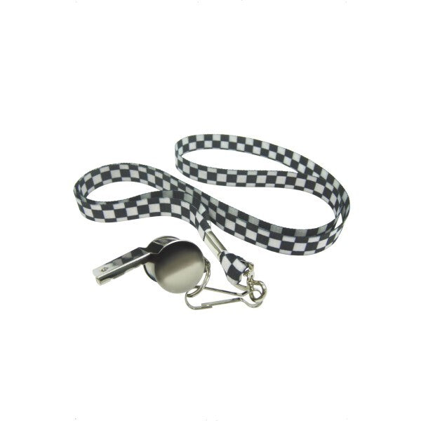 Smiffys silver metal whistle with lanyard, imported from the UK