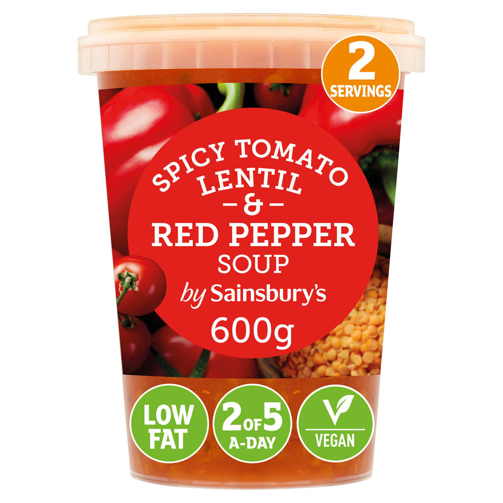 Sainsbury's Spicy Tomato, Lentil & Red Pepper Soup 600g (Serves 2)