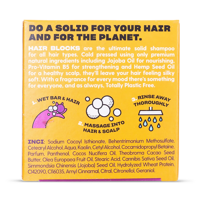 Hair Blocks solid shampoo bar Mango Passionfruit (British brand)