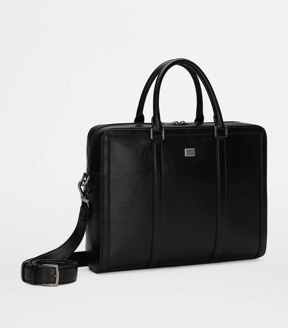 Dolce&Gabbana calfskin briefcase with ruthenium-plated tag, imported from the UK