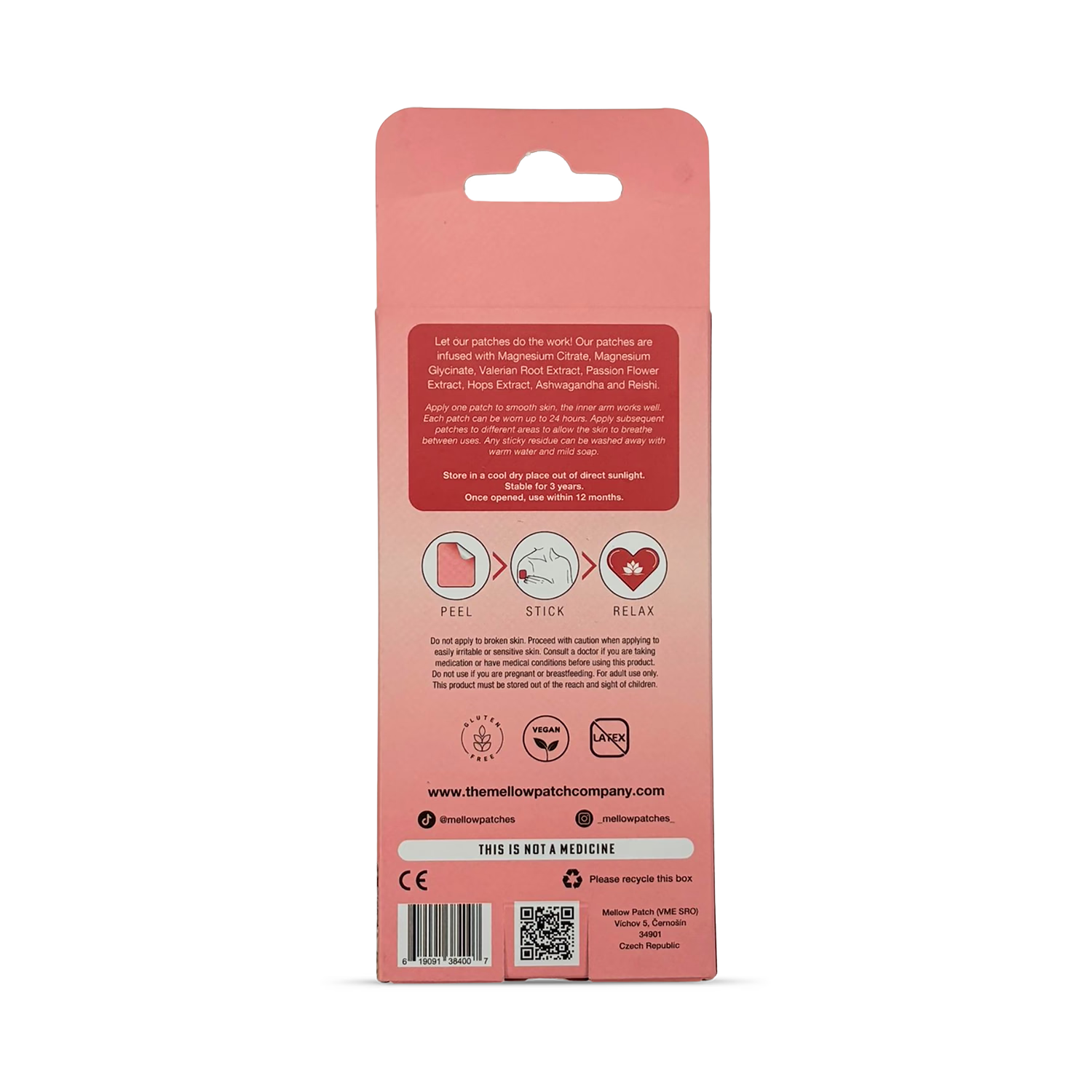 Mellow Patch Company natural topical patch Mellow Magnesium 18 piece, imported from the UK