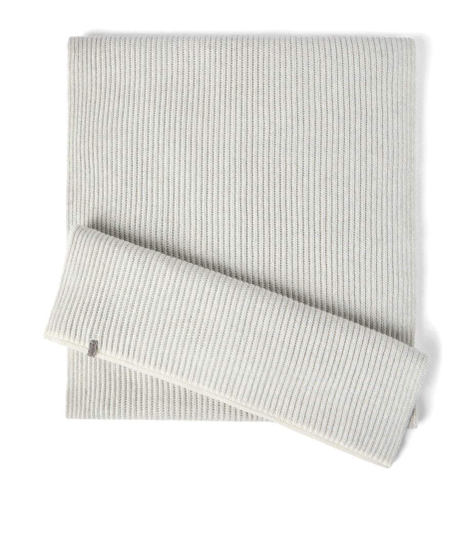 Brunello Cucinelli ribbed cashmere monili detail scarf, UK version