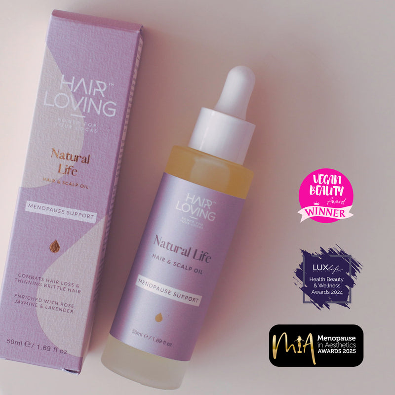 Natural Life hair oil for menopause hair care - British product