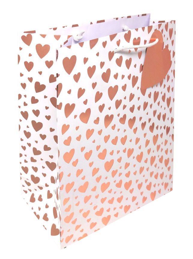 George Home Rose Gold Heart Large Gift Bag General Household ASDA   