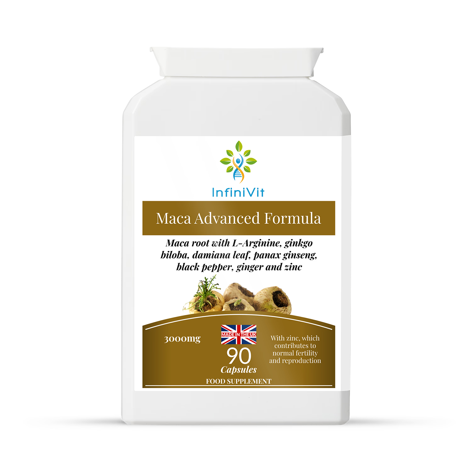 InfiniVit maca advanced formula supplement 90 capsules, UK version