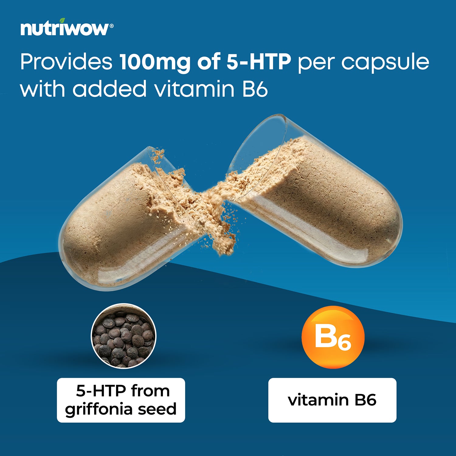 Nutriwow 5-HTP capsules 100mg 120 vegan capsules, imported from the UK