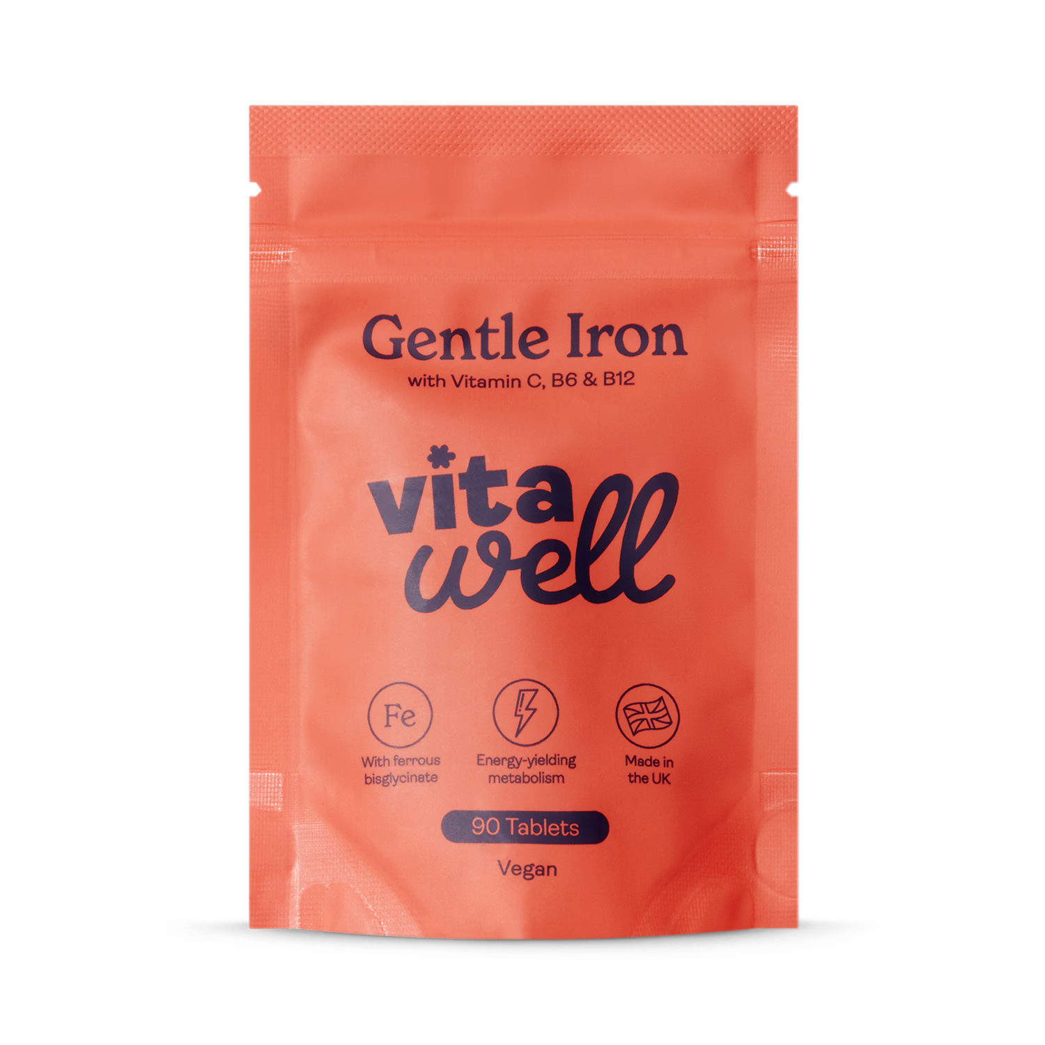 Vitawell Gentle Iron 90 vegan tablets, UK version